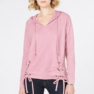 Michael Kors Pink Lace-Up Hooded Sweatshirt